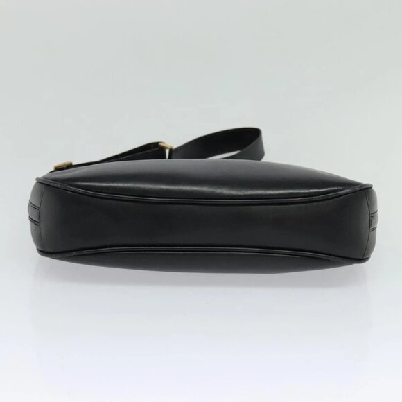 GUCCI Web Sherry Line Shoulder Bag Leather Black Gold Red Auth IN032 - Picture 8 of 16